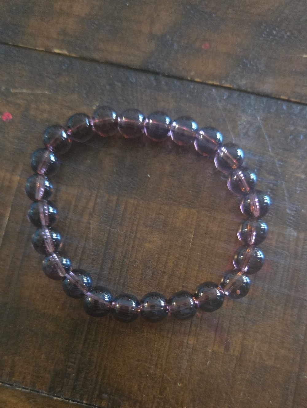 Purple Glass Bead Stretch Bracelet